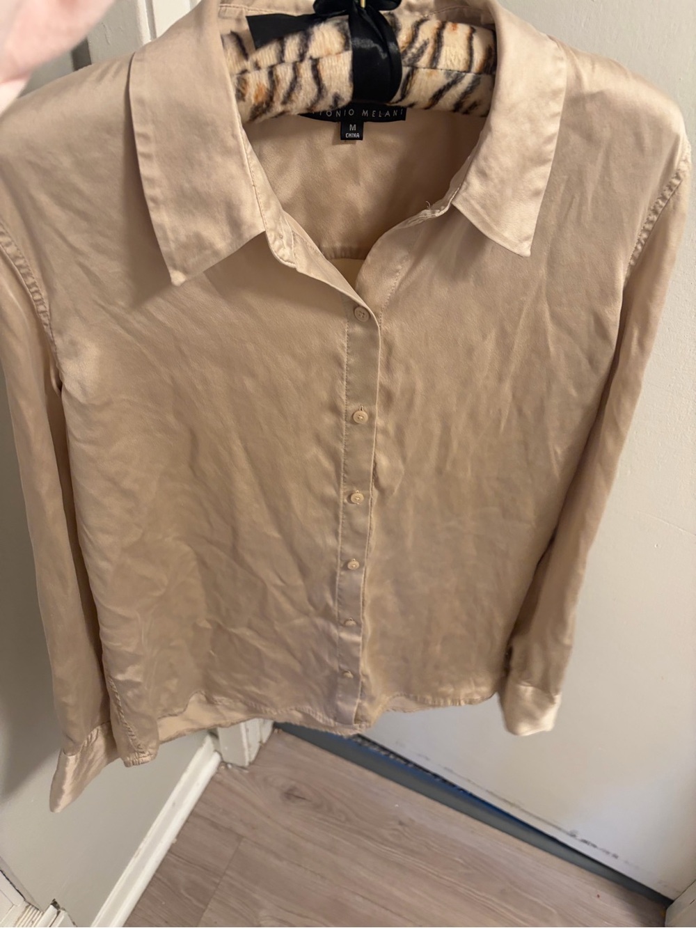 ANTONIO MELANI Light Beige Silk-Blend Button-Down Shirt